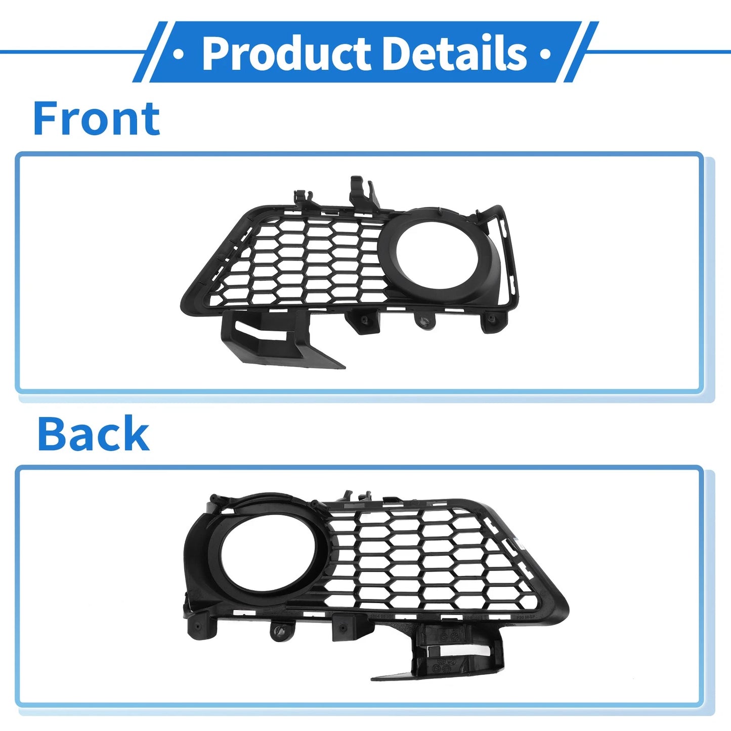 Front Left Fog Light Grill for BMW 3 Series (2012-2018) - 1 Pc Black