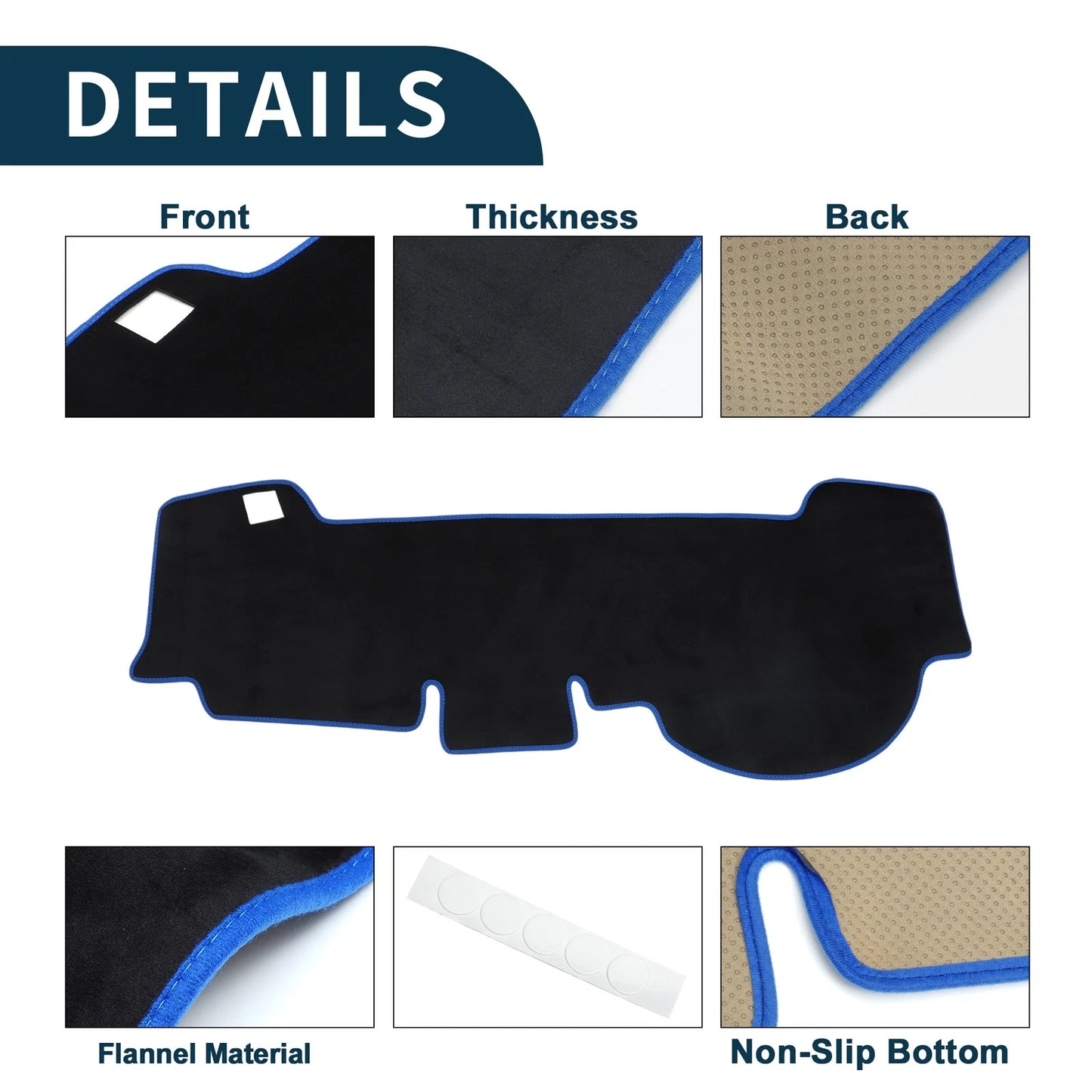Dashboard Cover Mat for Honda N-WGN JH3/JH4 Sun Protector Black Blue (2013-2020)
