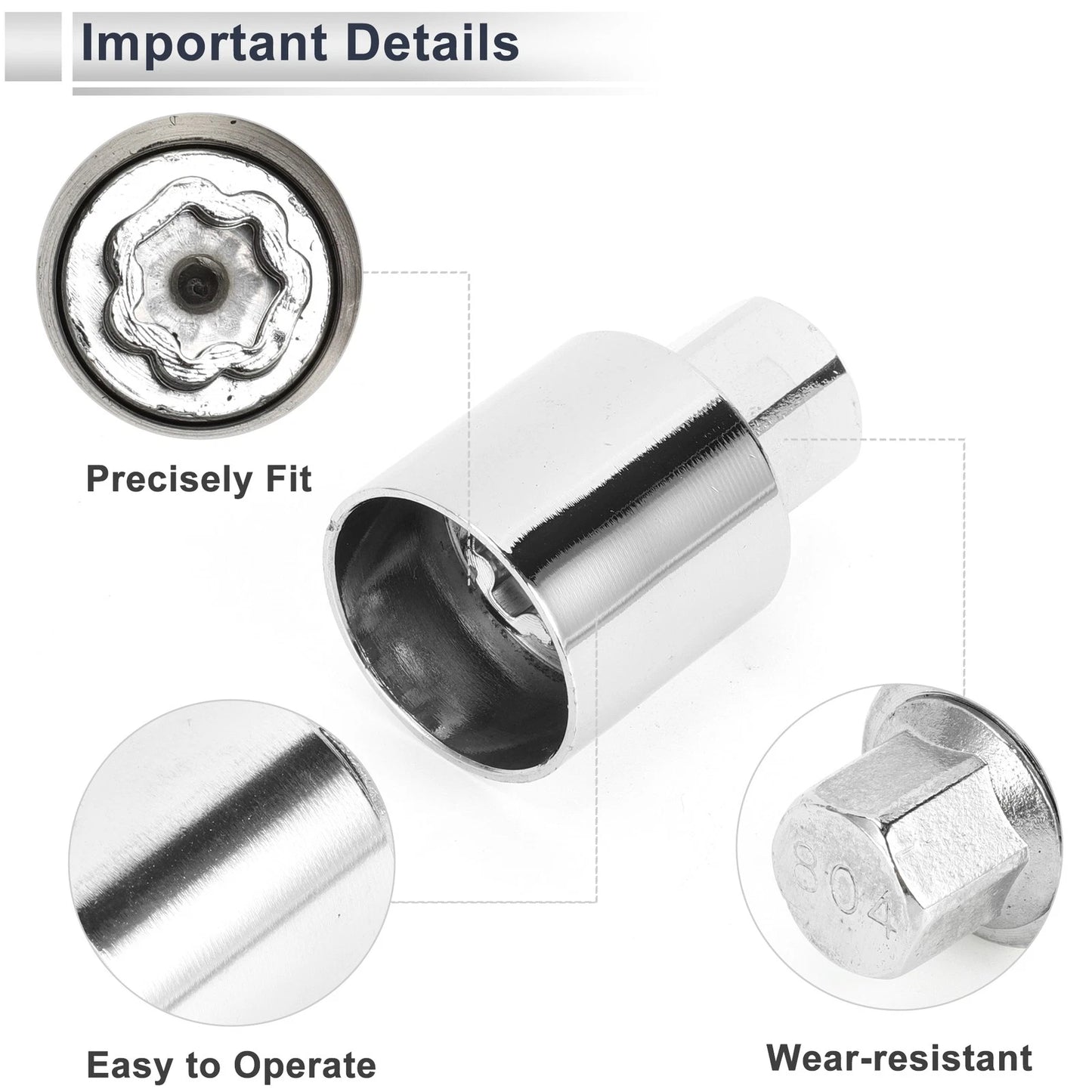 Wheel Lock Lugnut Antitheft Screw Nut Removal Key Socket for Jeep Compass
