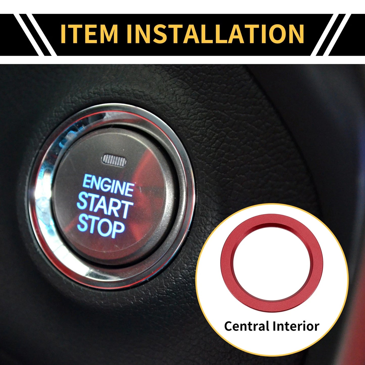 Engine Start Stop Button Cover Ring for Toyota Tacoma (2016-2023) Red
