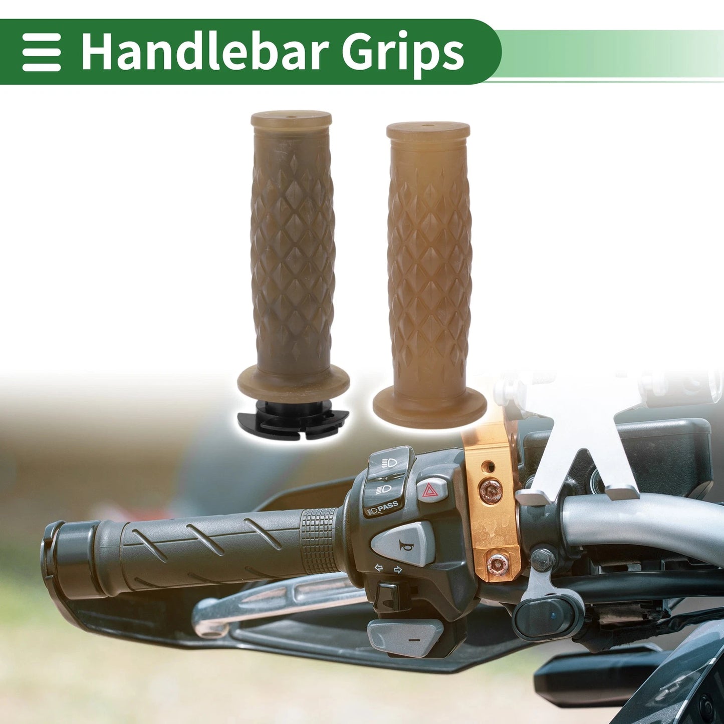7/8" 22mm Hand Grips TPU Khaki for Motorcycle