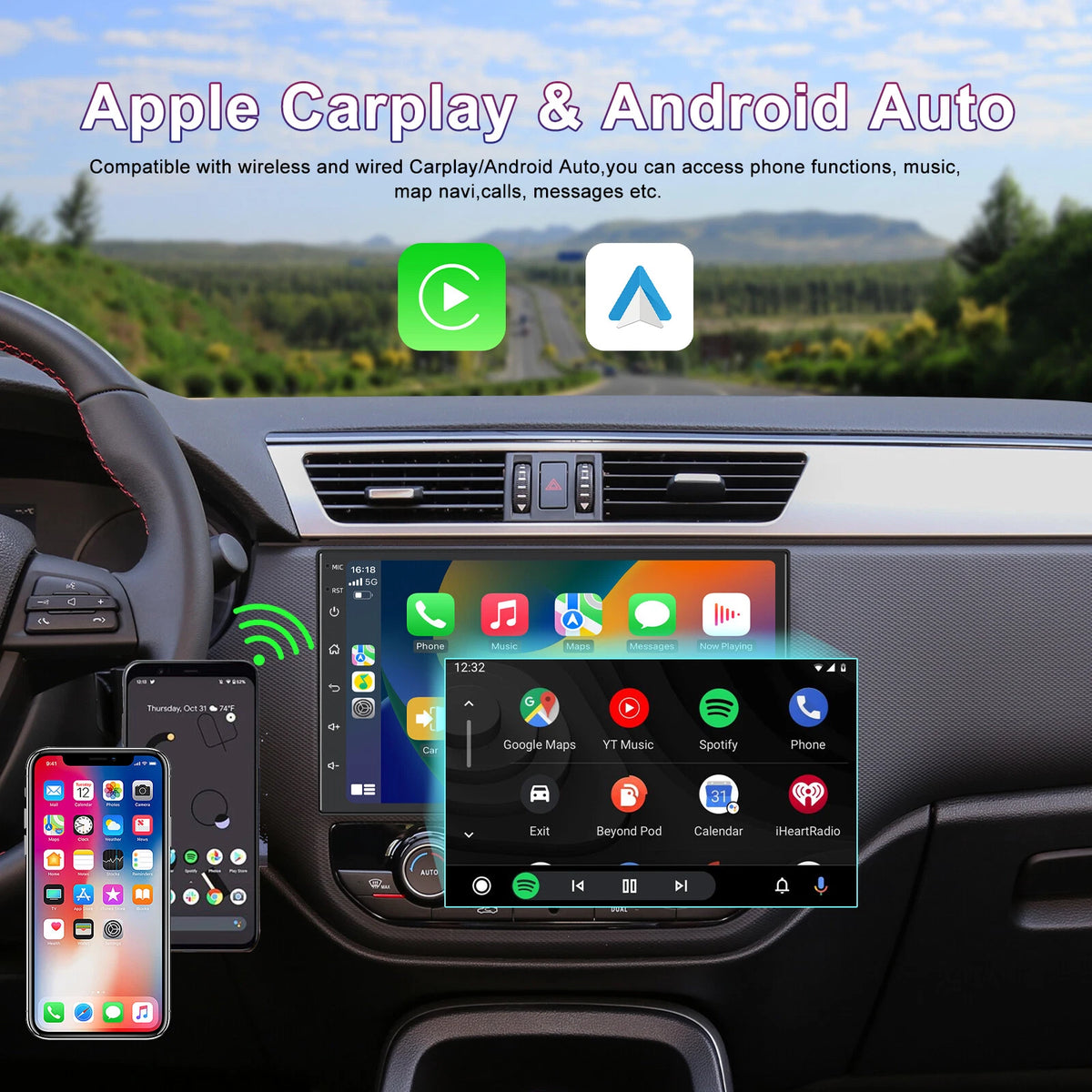 7'' Wireless CarPlay Android Auto Radio for Toyota Camry (1997-2002)