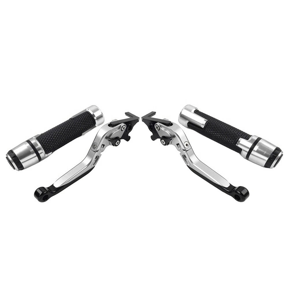 Silver Extendable Brake Clutch Levers & Handlebar Grips for Suzuki GSXR150