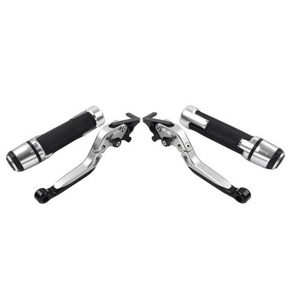 Silver Extendable Brake Clutch Levers & Handlebar Grips for Suzuki GSXR150