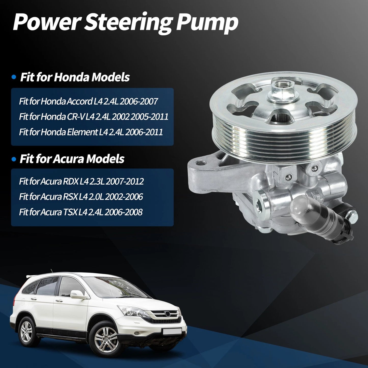Power Steering Pump with Pulley for Honda Accord (2006-2007) 1 x