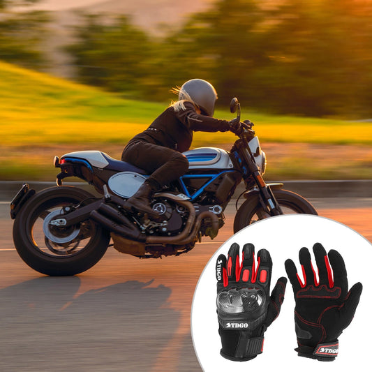 Pair Motorcycle Gloves Spring Breathable Smartphone Touch XL Black Red Nylon