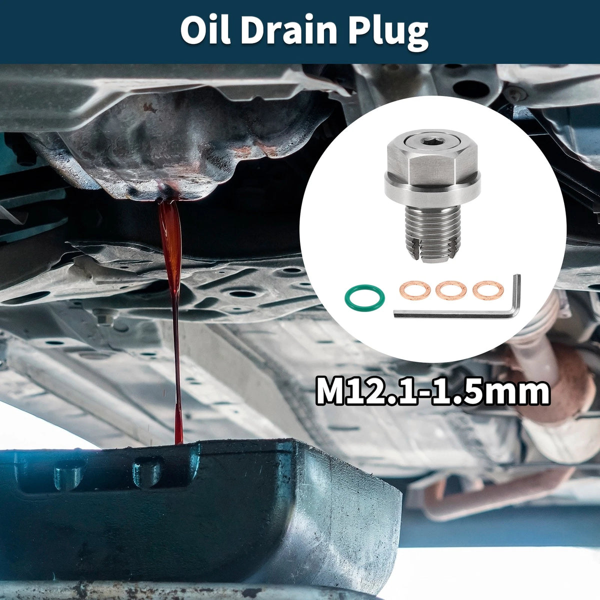 M12.1-1.5mm Copper Oil Drain Plug W/Gasket for Car Motorcycle