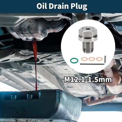 M12.1-1.5mm Copper Oil Drain Plug W/Gasket for Car Motorcycle