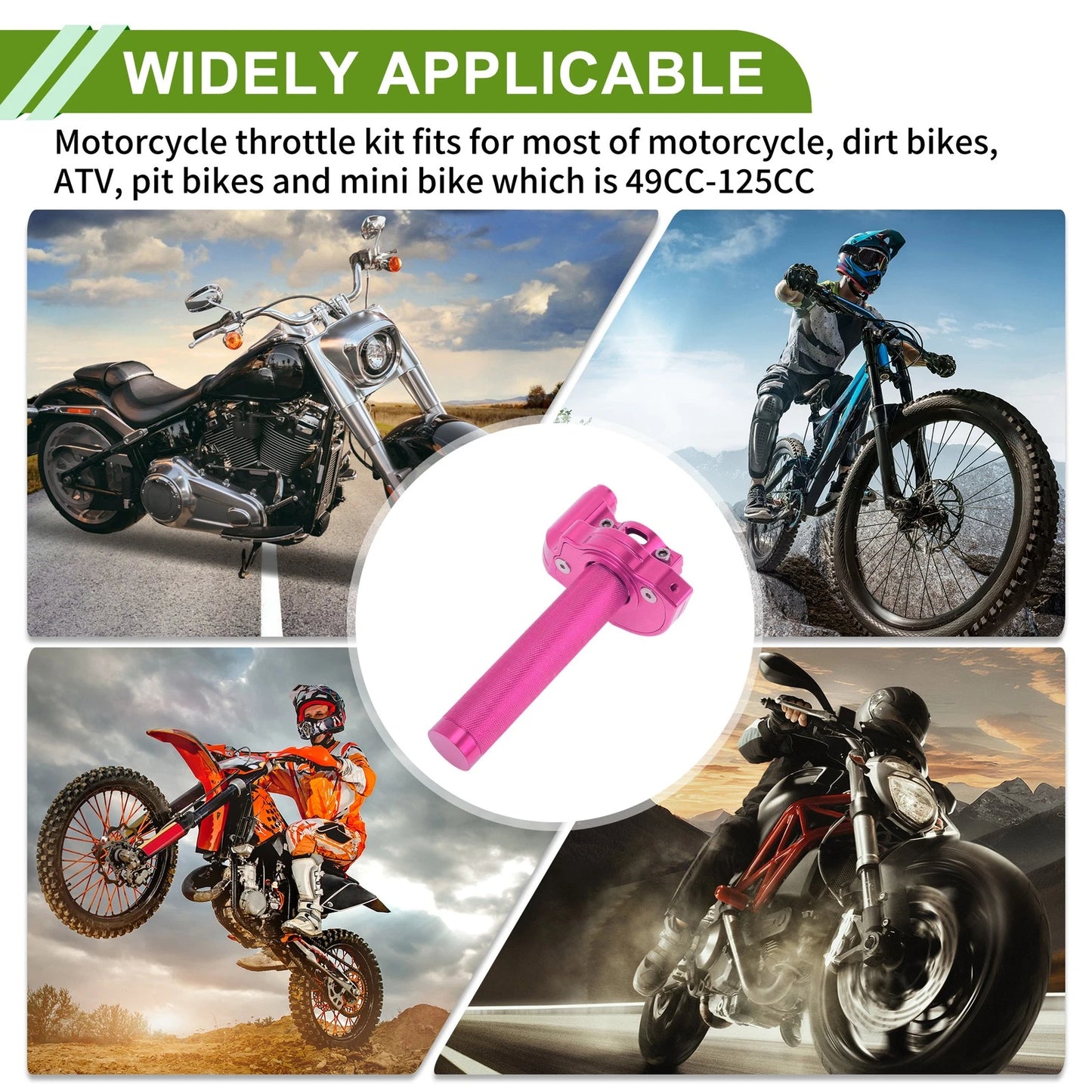Throttle Grip 22mm CNC Aluminum Alloy Handlebar Rose Red for Motorcycle