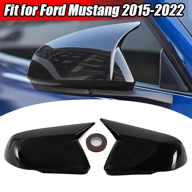 Gloss Black Rearview Mirror Covers for 2015-2022 Ford Mustang (2015-2022)