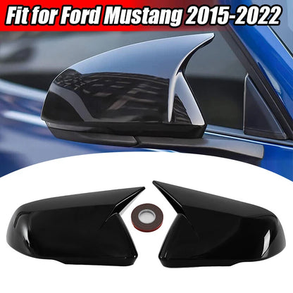 Gloss Black Rearview Mirror Covers for 2015-2022 Ford Mustang (2015-2022)