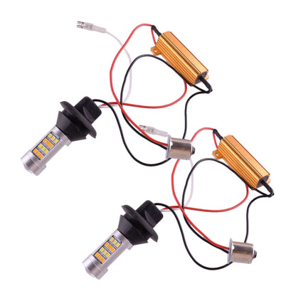 42-LED Dual Color Switchback White-Amber 1156 P21W DRL Driving Light Bulbs 2 pcs