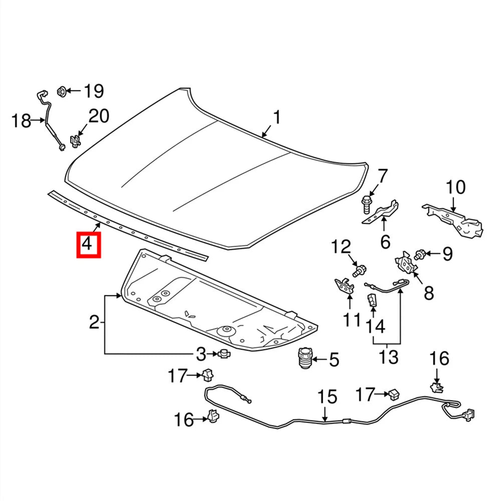 Hood Seal Rubber for 2018-2022 Honda Accord