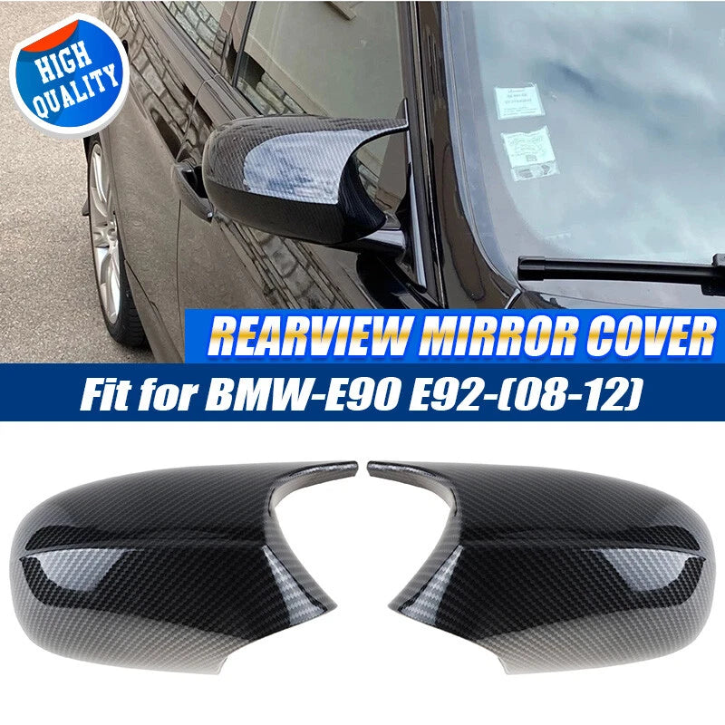 M3 Style Carbon Fiber Side Mirror Cover Caps for BMW E90 E92 E93 (2007-2013)