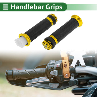 7/8" 22mm Hand Grips Cover Kit for Motorcycle Gold Tone