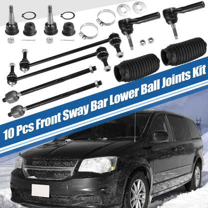 10 Pcs Tie Rod End Links Front Inner Outer for Chrysler Voyager (2001-2003)