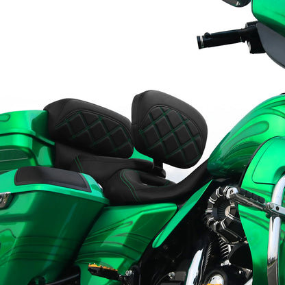 Green Stitching Driver Backrest Pad for Harley Touring Road Glide (2009-2023)