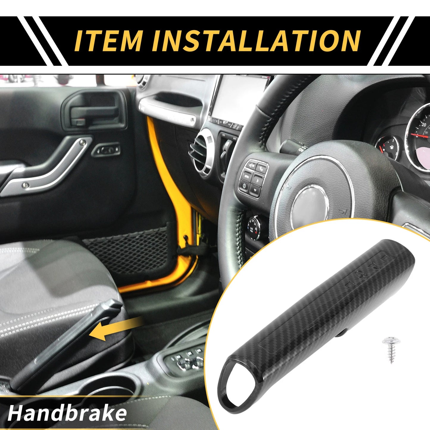 Parking Handbrake Cover Trim for Jeep Wrangler JK JKU (2011-2017) Black