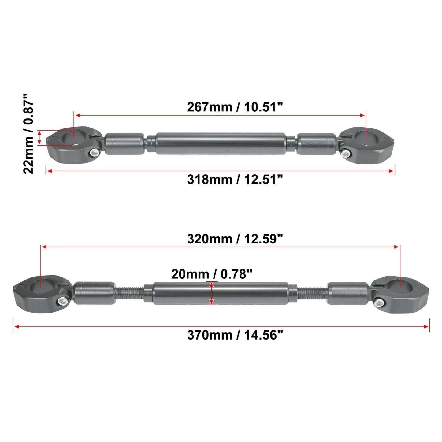 Set Universal 22mm Aluminum Alloy Titanium Tone Motorcycle Balance Bar