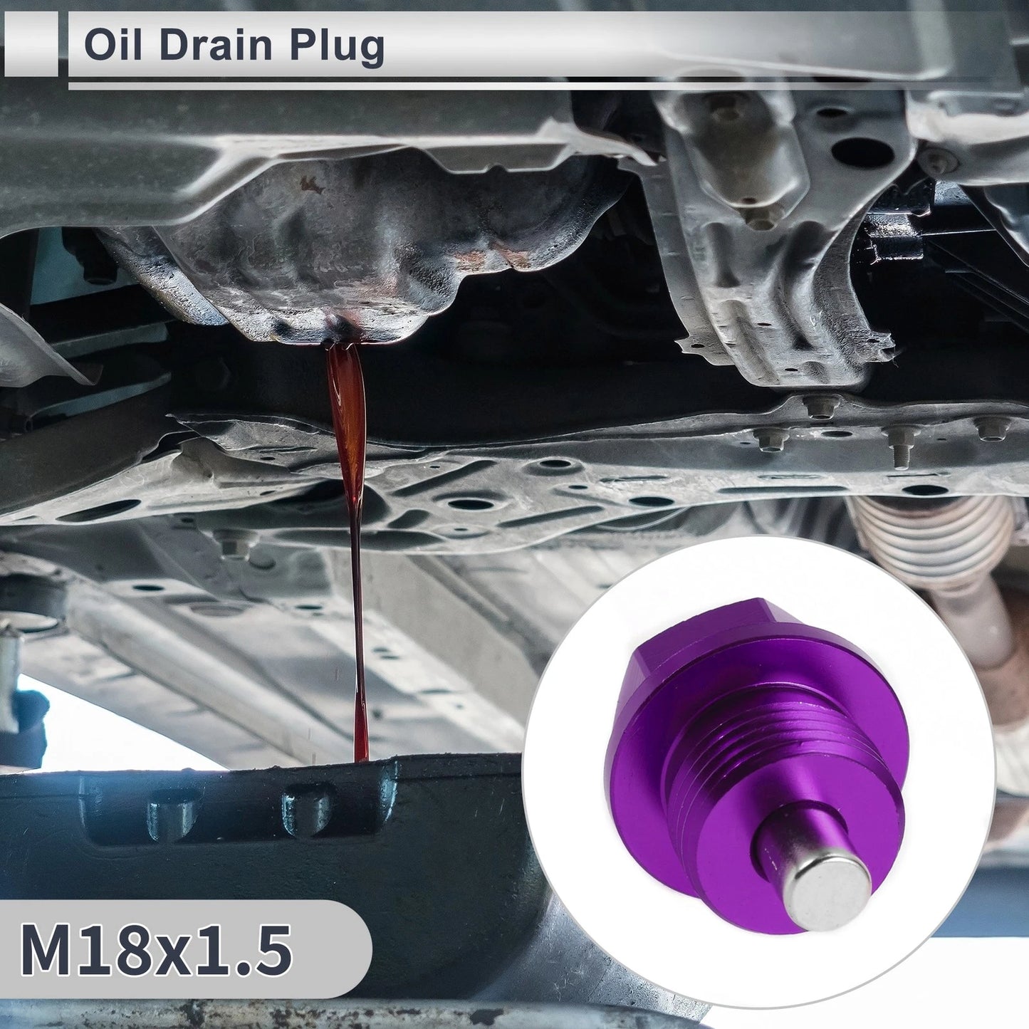 M18x1.5 Engine Oil Drain Plug with Gasket Purple for Car, Motorcycle, Boat
