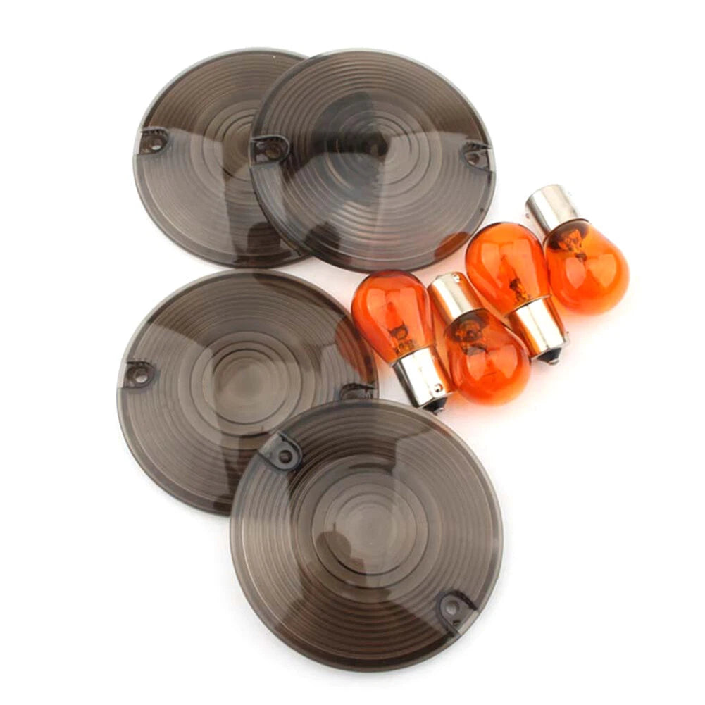 Smoked Turn Signal Light Cover Lens for Harley Davidson Classic FLHTC