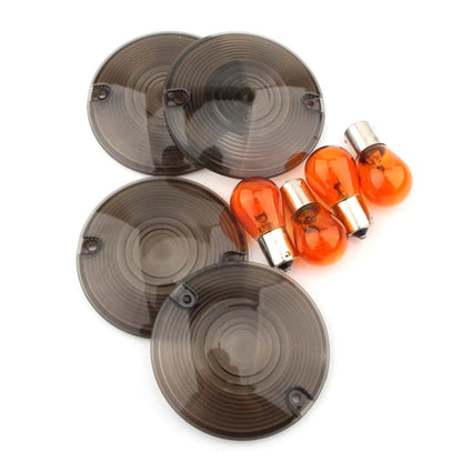Smoked Turn Signal Light Cover Lens for Harley Davidson Classic FLHTC