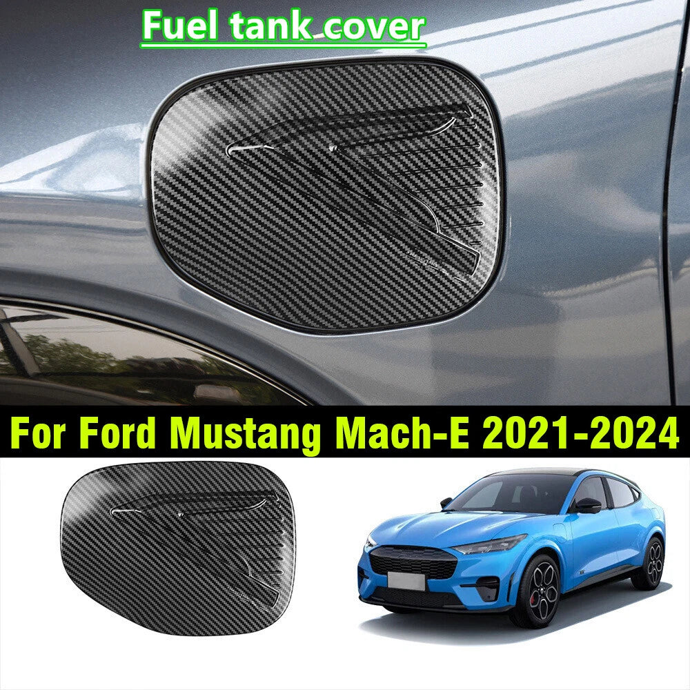 Carbon Fiber Charging Port Fuel Tank Cover for Ford Mustang Mach-E (2021–2024)