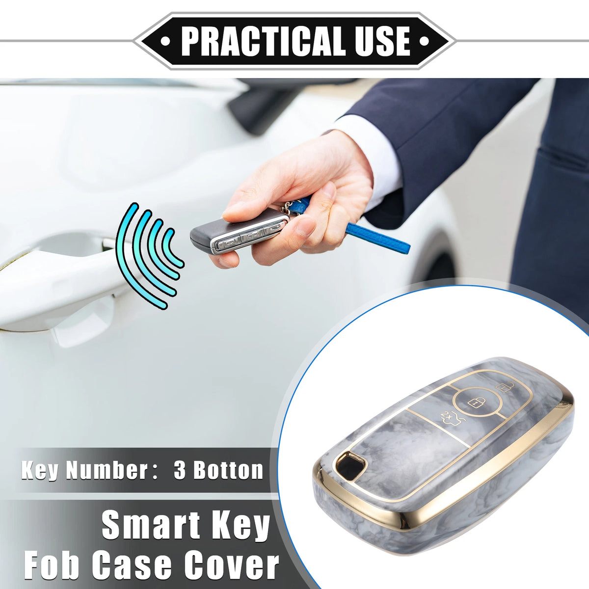 3 x Button TPU Key Fob Cover Case for Ford Explorer, Ecosport, Mustang (2015-2023)