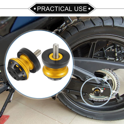 2 x Swingarm Spool 8mm CNC Swing Arm Sliders Stand Gold Tone for Motorbike