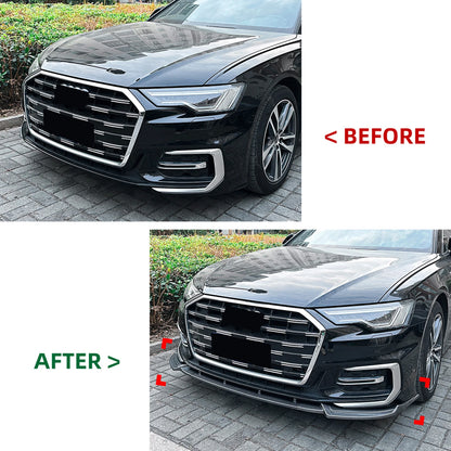 Bumper Spoiler Lip Kit for Audi A6 C8 Sline (2018-2025) Carbon Look