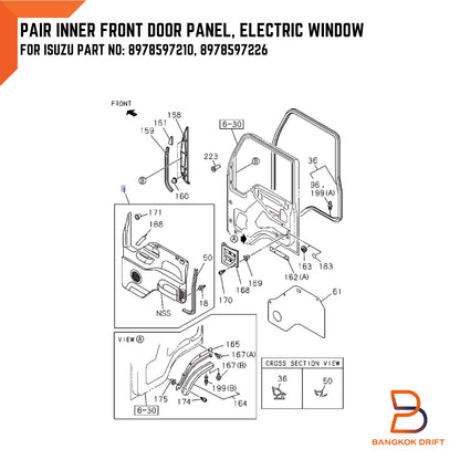 Grey Front Door Trim Panel for Isuzu NPR NKR NQR ELF (1995-2005)