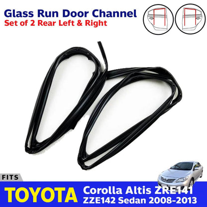 Glass Run Door Channel Rear L+R Fits Toyota Corolla Altis ZZE142 SED 2008-13 D05