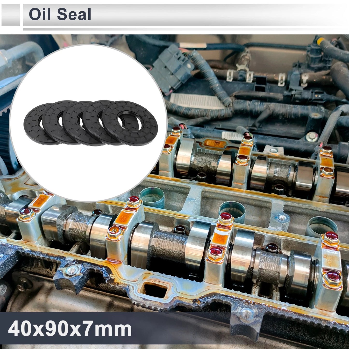 Oil Seal 40x90x7mm Nitrile Rubber Black 5 pcs for Make Model