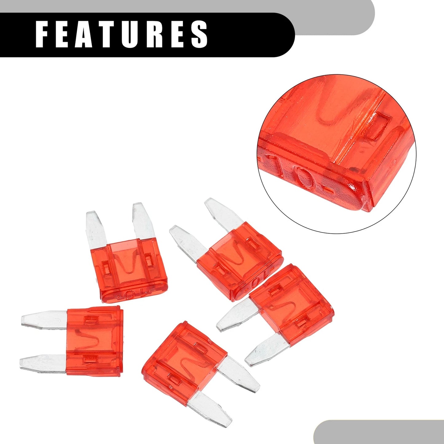 5 Pcs Mini 10AMP APM/ATM Blade Fuses for Car Short Circuit Protection