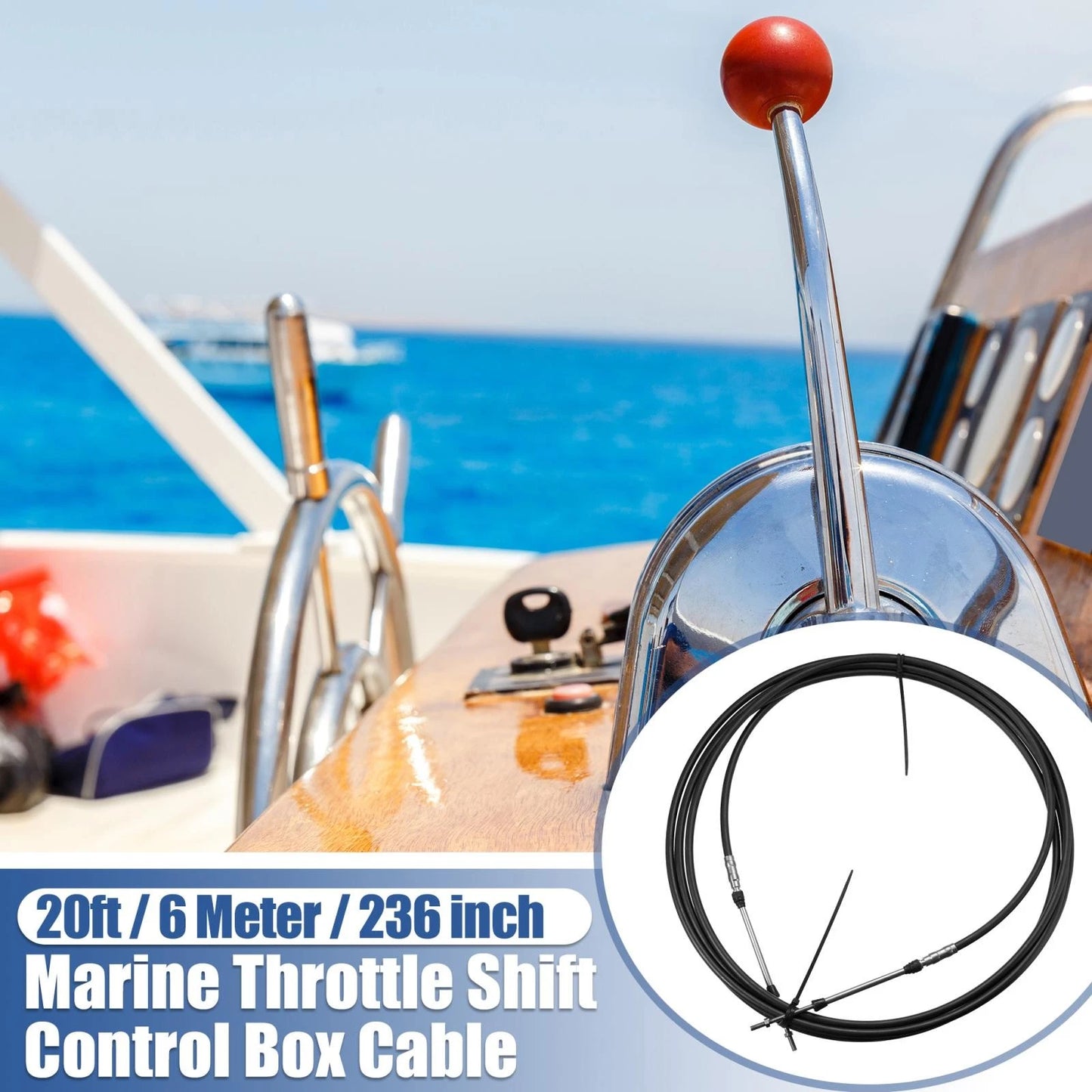 2pcs 20ft 236Inch Marine Shift Remote Control Box Cable for Yamaha Black