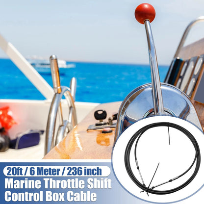 2pcs 20ft 236Inch Marine Shift Remote Control Box Cable for Yamaha Black