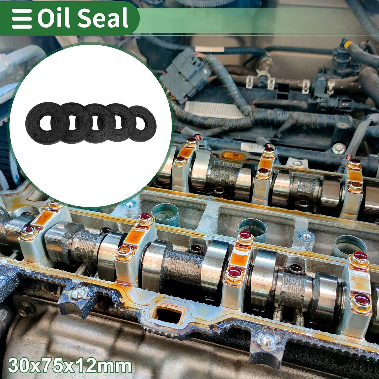 Oil Seal / 30x75x12mm / Rotary Shaft Seal NBR Black for Vehicle