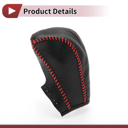 Gear Shift Knob Cover Pebbled Black Red Faux Leather for Chevrolet Cruze