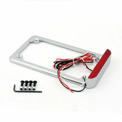 3" Universal Motorcycle License Plate with Rear Brake Light for AH