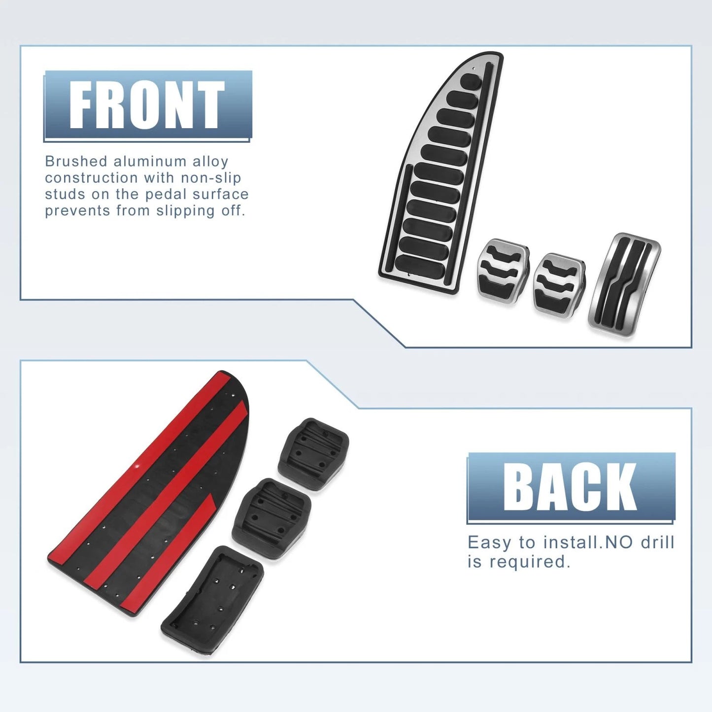 Anti-Slip Clutch Brake Gas Accelerator Pedal Covers for Ford