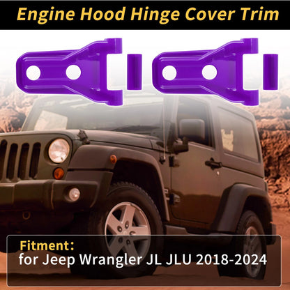 Engine Hood Hinge Covers for Jeep Wrangler JL JLU 2018-2024 - Plastic Purple