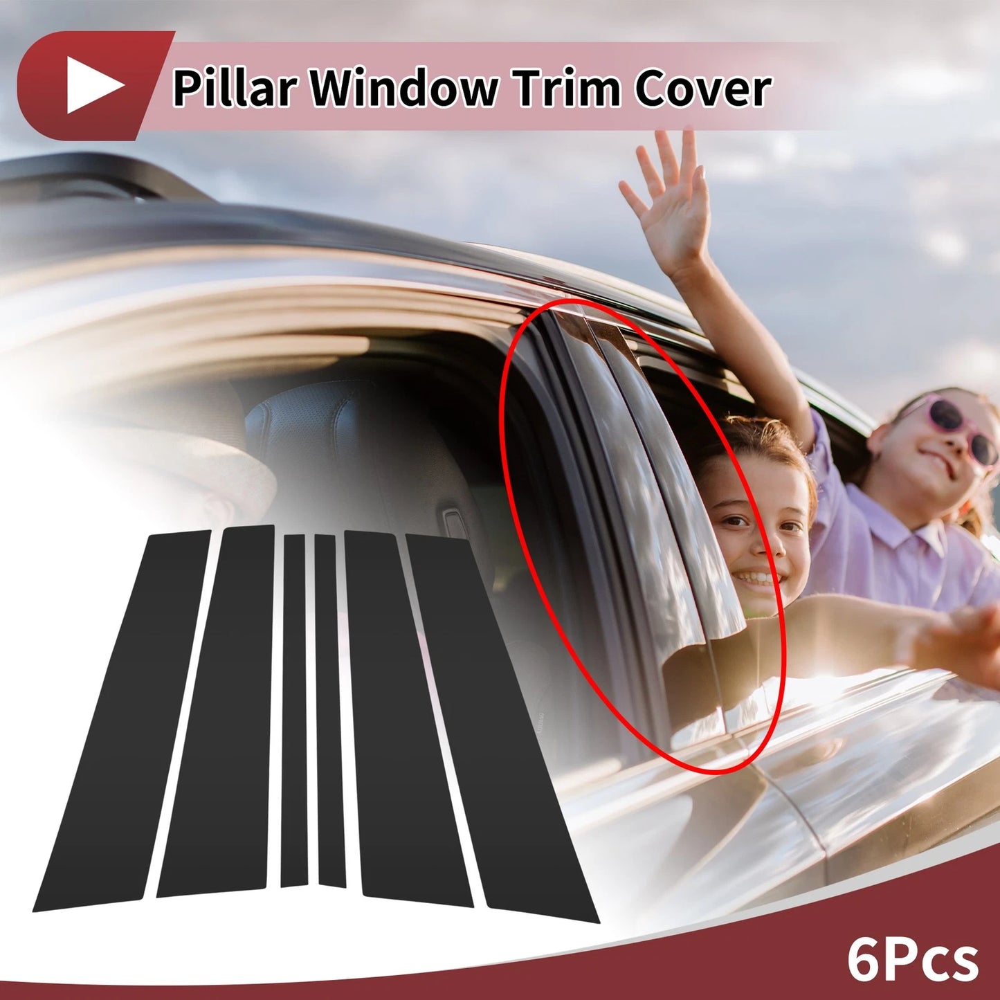 Door Pillar Window Trim for Volvo XC90 2002-2015 Black Left Right