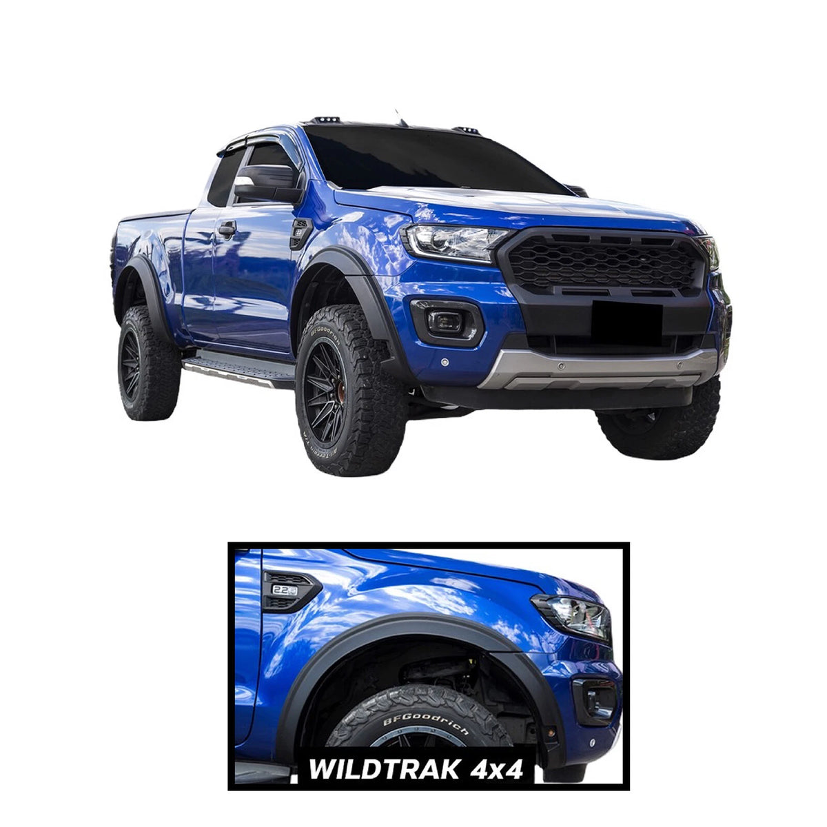 3.5" Tyre Coverage Matte Black Fender Flares for Ford Ranger T6 (2018-2022)