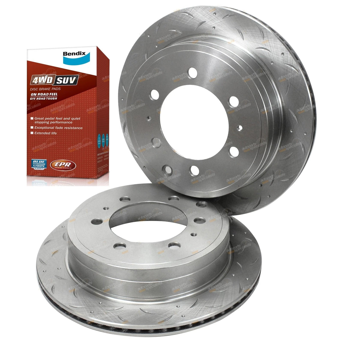 2 x Rear Disc Rotors + Brake Pad Set for Toyota Prado (1996–2009)