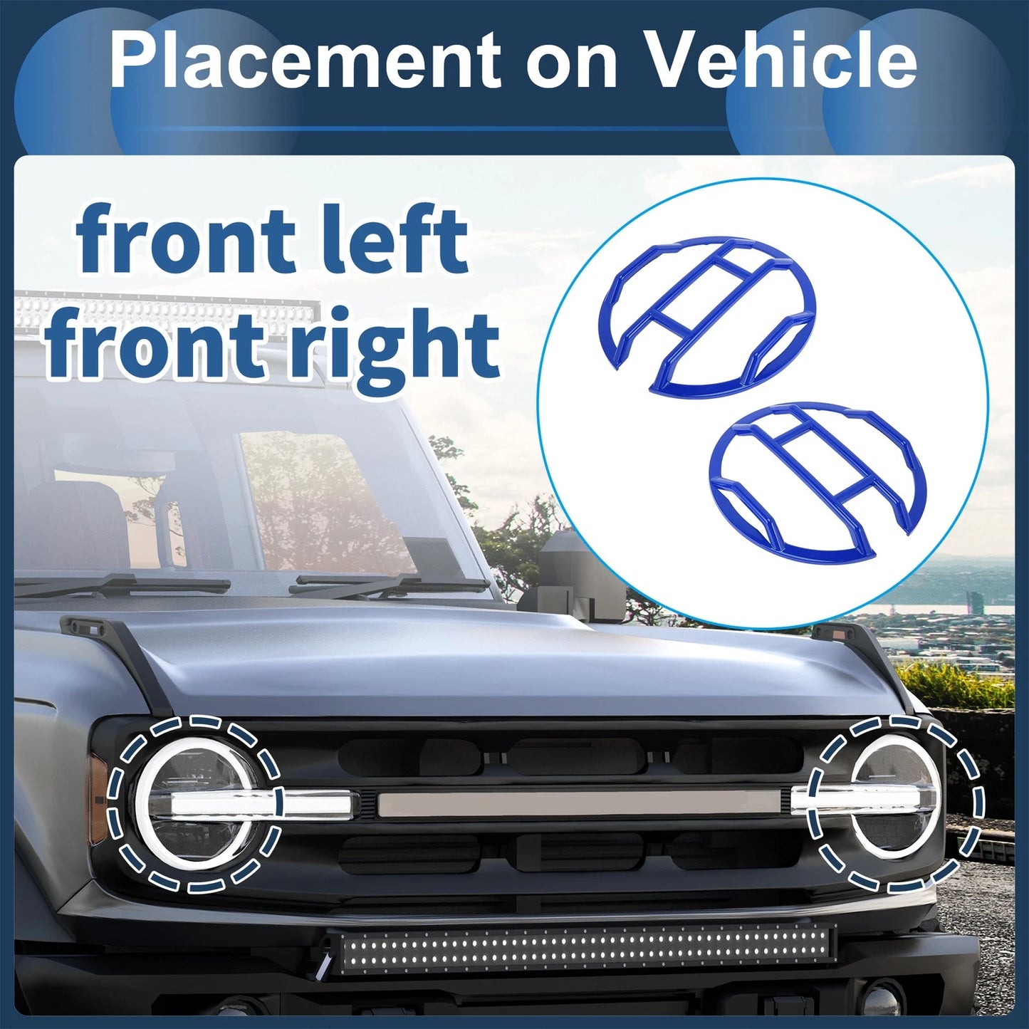 Front Left & Right Headlight Trim Bezels for Ford Bronco