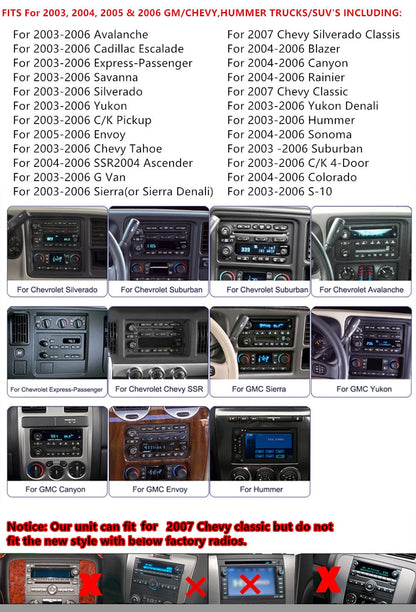 7'' Car Stereo Radio w/ Carplay for GMC Chevrolet Cadillac Hummer (2003-2006)