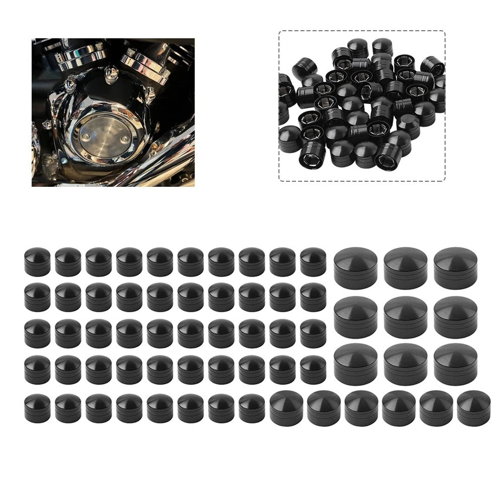 63X Black Engine Topper Bolt Caps for Harley Softail Standard FXST (2000-2006)