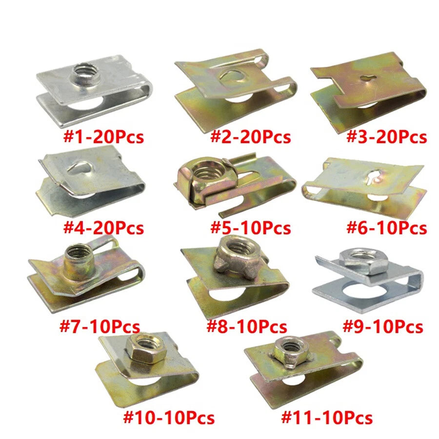 150 x Metal U-Type Clips for Car Auto Body Panel Fender Bumper Fasteners