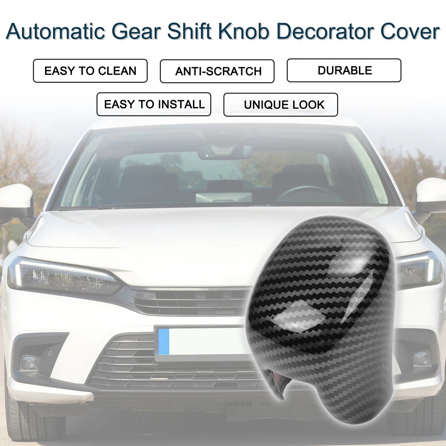 Automatic Gear Shift Knob Cover for Honda Civic 2022-2025 Black Decorator