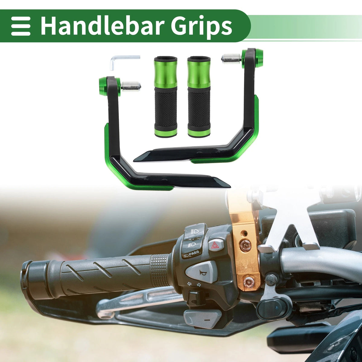 Motorcycle Hand Grips Cover Handle Bar Throttle Grips Aluminum Alloy Green